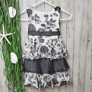 Zoey Girl Floral Ruffled Dress Black White Size 5